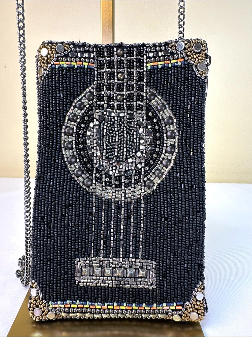 Mary Frances Strum Along Guitar beaded phone crossbody concert approved